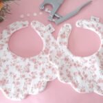 flower bib sewing pattern scalloped baby bib handmade DIY baby bib tutorial baby gift idea